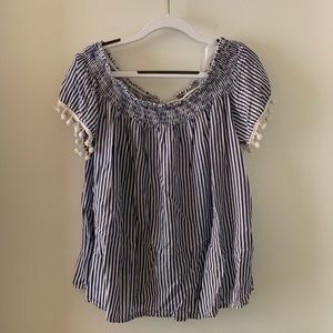 Off-the-Shoulder Striped Shirt